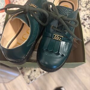 Gucci Kids Teal Leather Dress Shoes